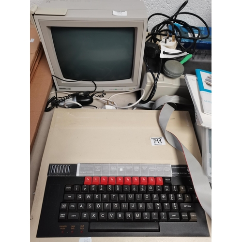 711 - BBC Micro Computer with 2 x Philips monitors, disc drive, multimedia syste, keyboard and Epson print... 