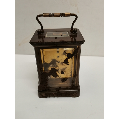 16 - A Matthew Norman Carriage Clock in Brass with box and key - H13.5cm