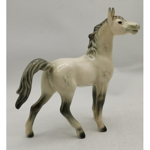 100 - Beswick Dapple Grey Swish Tail horse plus Goebel Grey Foal