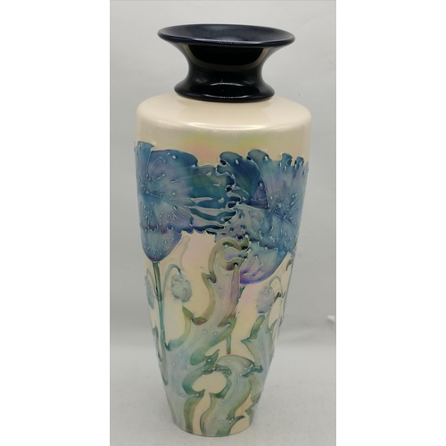 124 - Lise B Moorcroft, a Moorland Chelsea Works Burslem 'Poppies' lustre vase, tapering cylindrical with ... 