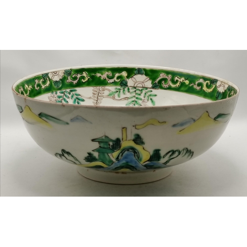 131 - Green and white Oriental Bowl 25cm diameter