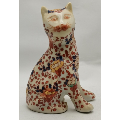 14 - x2 Antique Imari Cats one large 23cm and one medium sized 18cm with character marks on base plus x3 ... 