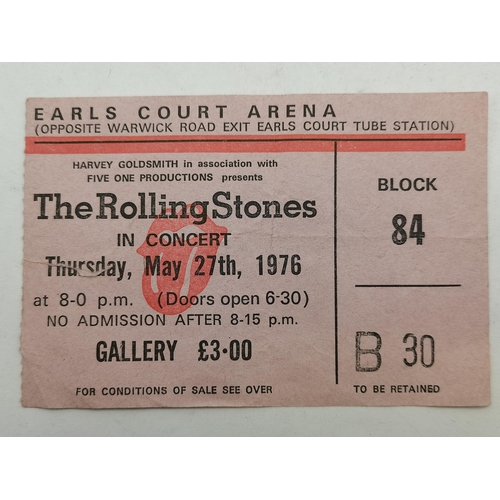 202 - The Rolling Stones Ticket, T-Shirt and Programme - Earls Court London Thursday 27th May 1976.