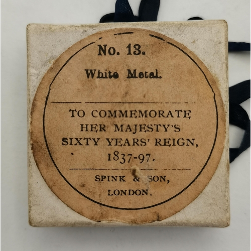 212 - Boxed White metal commemorative Medal Victoria 1837-97, Spink & Son London plus x2 York Minster coro... 