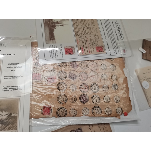 244 - Early 20th Century stamps and post marks incl WW1 Navy post cards and early negatives