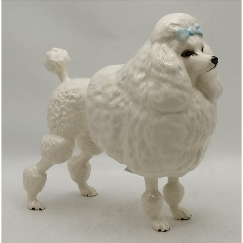 26C - Three Beswick dog models (a/f) comprising a French Poodle 'Ivanola Gold Digger' with blue bow, model... 