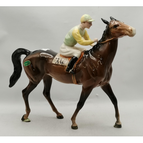 26D - Two Beswick racehorse models comprising 'Bois Roussel' Racehorse, model no. 701, painted white gloss... 