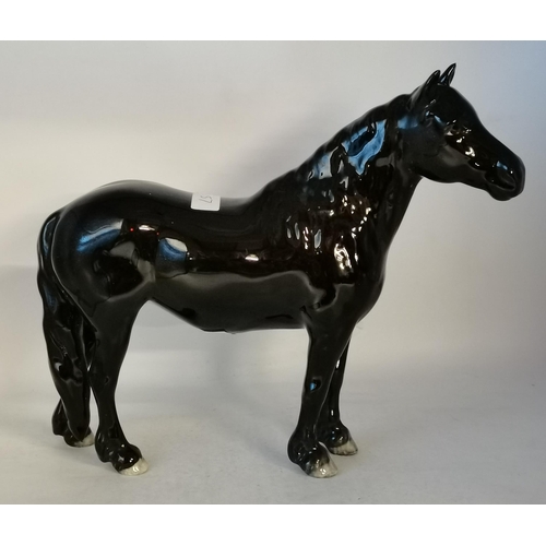 27C - A Beswick 'Dene Dauntless' Fell Pony, model no. 1647, black gloss; together with a Beswick Welsh Cob... 