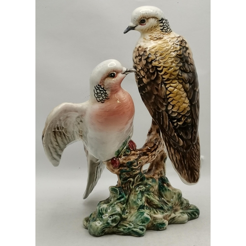 27d - A Pair of Beswick Turtle Doves on Branch A/F plus A Pair Beswick Partridges on ceramic plinth