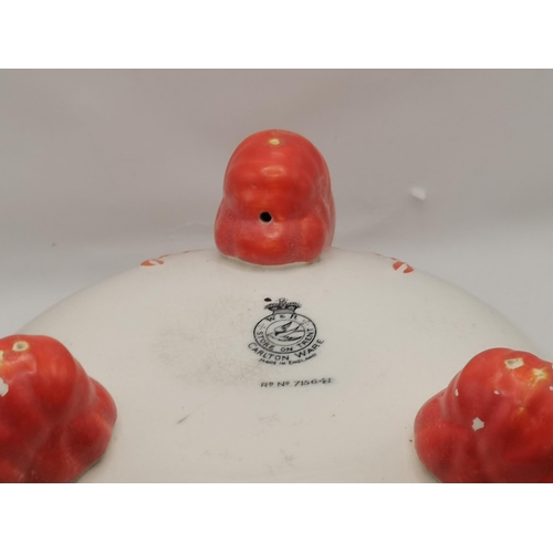 32 - Carlton Ware Tri-footed Lobster Large round salad bowl and servers 1950s  Rf No 715641 - D21.5cm