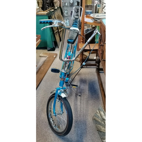 39 - A Raleigh Chopper bike in Space Blue, Mark 1 Crossover   1973, 3-speed Sturmey Archer gear hub, with... 