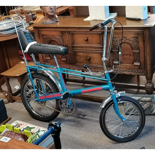 39 - A Raleigh Chopper bike in Space Blue, Mark 1 Crossover   1973, 3-speed Sturmey Archer gear hub, with... 