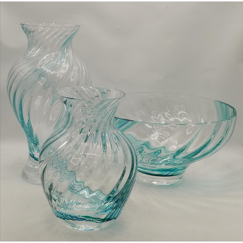 41 - Caithness Glass bowl with box plus 2 Caithness glass vases
