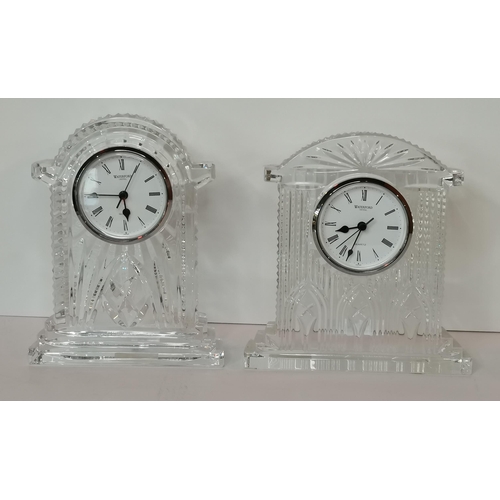 46 - x2 Waterford cut glass mantle clocks - H17cm & 20cm
