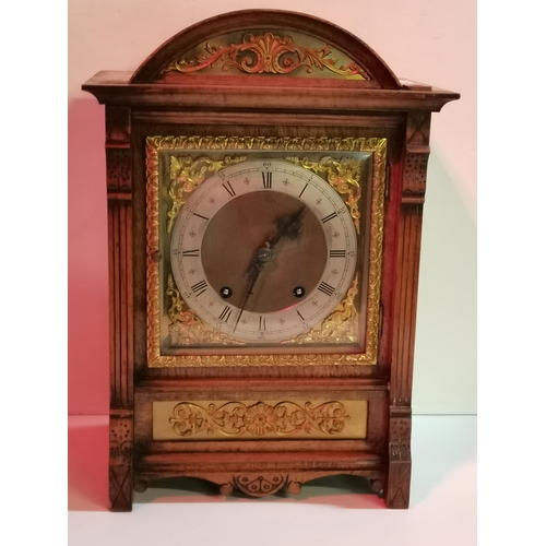 49 - Antique Walnut mantle clock marked to movement D R Patent W H Insch
