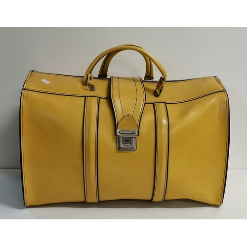 54 - Antique brown leather Finnigans of Bond Street quality Suitcase  W58cm x D38cm x H19cm plus Yellow L... 