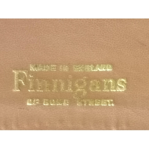 54 - Antique brown leather Finnigans of Bond Street quality Suitcase  W58cm x D38cm x H19cm plus Yellow L... 