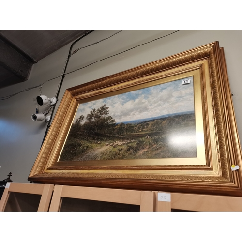 571 - 19th Century Oil painting of Sheep in a valley signed A.A Glendening 1903 bottom right Framed under ... 