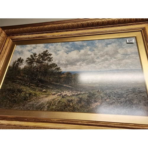 571 - 19th Century Oil painting of Sheep in a valley signed A.A Glendening 1903 bottom right Framed under ... 