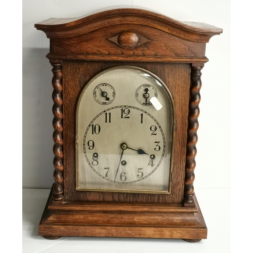 64 - 19th Century Kienzle Oak Bracket clock  Westminster chime H42.5cm x W31cm