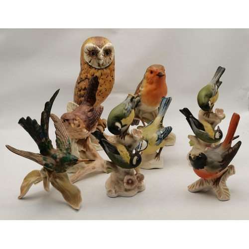 76 - Eight Goebel bird figures, including Wren, Barn Owl, Robin, etc., all with factory printed mark 'Goe... 