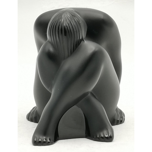 8 - Lalique: a 'Nu Assis (Noir)' paperweight, c.1993, press-moulded and frosted black glass, as a female... 