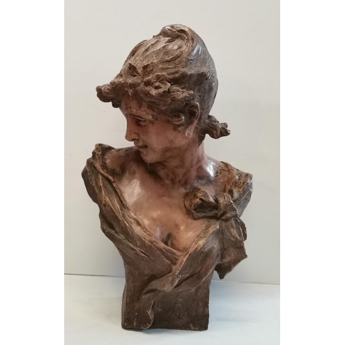 80 - Art Nouveau style resin bust figure 50cm Height by A Foretay