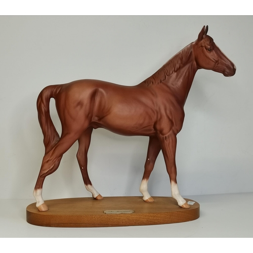 95 - A Royal Doulton racehorse model, 'The Minstrel', on an oval wooden base with brass name plaque. 33.5... 