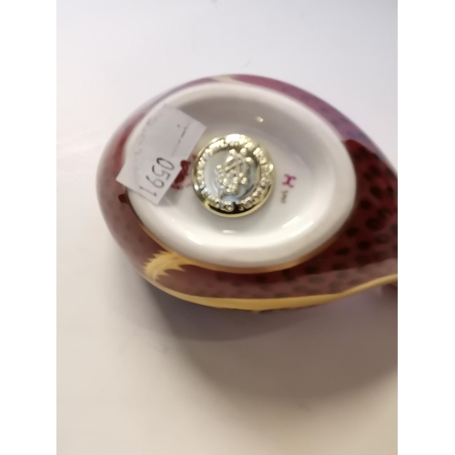 163 - Royal Crown Derby Paperweight - Coot with Gold Stopper and original box