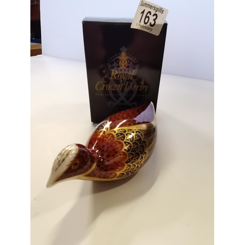 163 - Royal Crown Derby Paperweight - Coot with Gold Stopper and original box