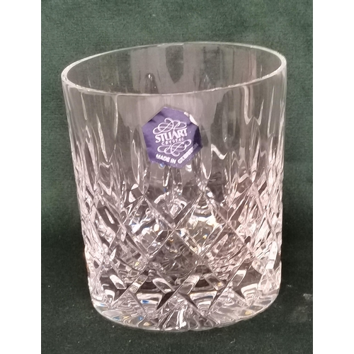 252 - A set of six Stuart Crystal cut-glass tumbler glasses, cased. (6) Glasses 8.4cm high