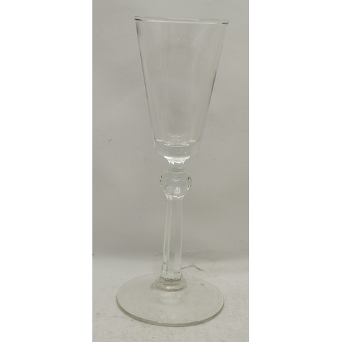 267 - Balustriod Wine glasses with bell bowl above shoulder knop with air tear