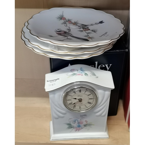 285 - Royal Worcester limited edition plates, boxed Spode collector's plates and Aynsley clock in box