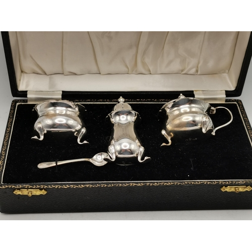 304 - A group of assorted silver-plate and pewter, comprising a silver-plated cruet set by Adie Brothers L... 