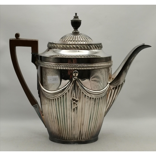 314 - A group of silver-plated items comprising a coffee pot by Roberts & Belk, Sheffield, tall oval, part... 