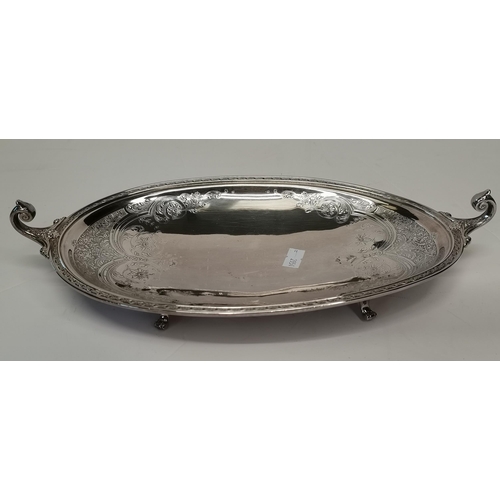 324 - A group of silver-plated wares, 20th Century, comprising three galleried trays with scrolling foliat... 