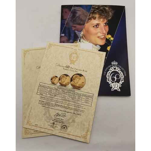 346 - A commemorative proof coin set, 'Diana 60 The English Rose', issued by The London Mint Office, of fo... 