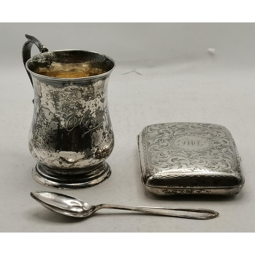 368 - A small group of assorted silver, Victorian and later, including a christening mug by Henry Williams... 