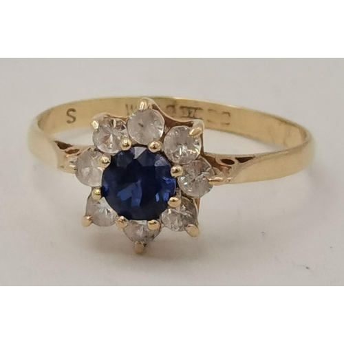 399 - Three 9 carat gold rings, various settings and stones. (3) Square-cut solitaire ring size O, solitai... 