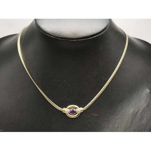 410 - 9ct Yellow Gold chain with Amethyst stone pendant necklace gross weight 10grams chain stamped '375' ... 