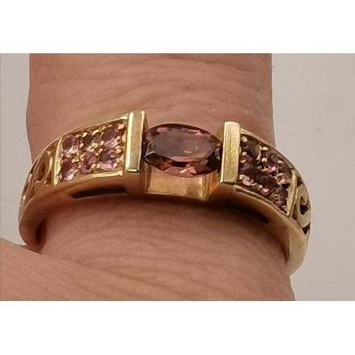 413 - 9ct Pink Toumaline Yellow Gold Ring 3.41grams 0.56ct size Q plus 9ct Colour Change Garnet Yellow Gol... 