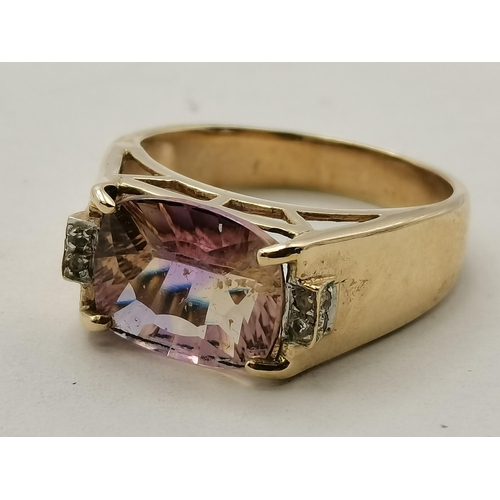 415 - 9ct Ametrine & White Topaz Yellow gold Ring 4.8grams 3.3ct plus 9ct Citrine Yellow Gold Ring 5grams ... 