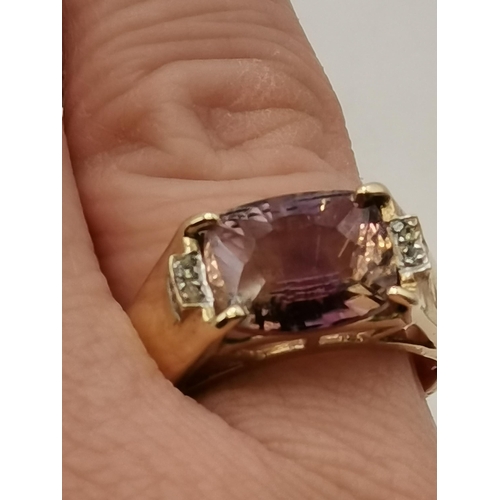 415 - 9ct Ametrine & White Topaz Yellow gold Ring 4.8grams 3.3ct plus 9ct Citrine Yellow Gold Ring 5grams ... 