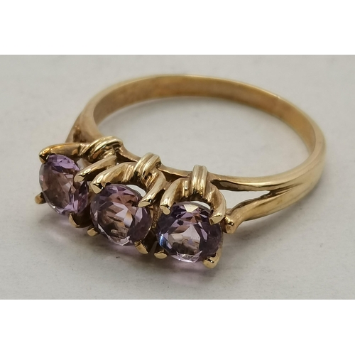 416 - 9ct Tibetan Sunstone Yellow gold Ring 3.4grams 1.43ct plus 9ct Amethyst Yellow Gold Ring