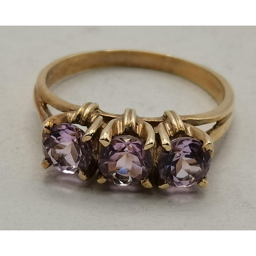 416 - 9ct Tibetan Sunstone Yellow gold Ring 3.4grams 1.43ct plus 9ct Amethyst Yellow Gold Ring