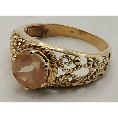 416 - 9ct Tibetan Sunstone Yellow gold Ring 3.4grams 1.43ct plus 9ct Amethyst Yellow Gold Ring