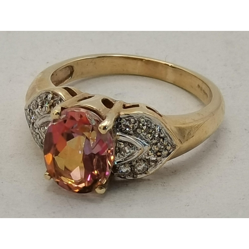 417 - 9ct Twilight & White Topaz Yellow Gold Ring 4.2grams 2.8ct size Q plus 9ct Pink Opal Yellow Gold Ear... 