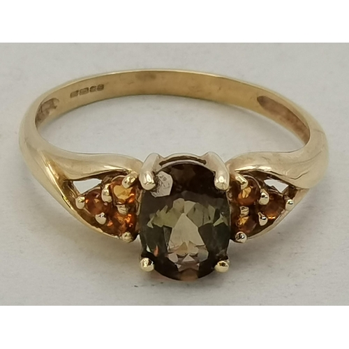 419 - 9ct Andalusite & Mandarin Citrine Yellow Gold Ring 2.15grams 1.34ct plus 9ct Citrine & Tanzanite yel... 