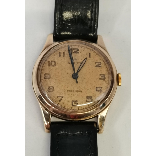 426 - A gent's 9 carat gold centre seconds Rolex wristwatch, the 25mm dial with Arabic numerals, signed Ro... 