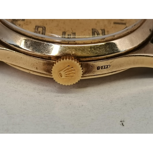 426 - A gent's 9 carat gold centre seconds Rolex wristwatch, the 25mm dial with Arabic numerals, signed Ro... 